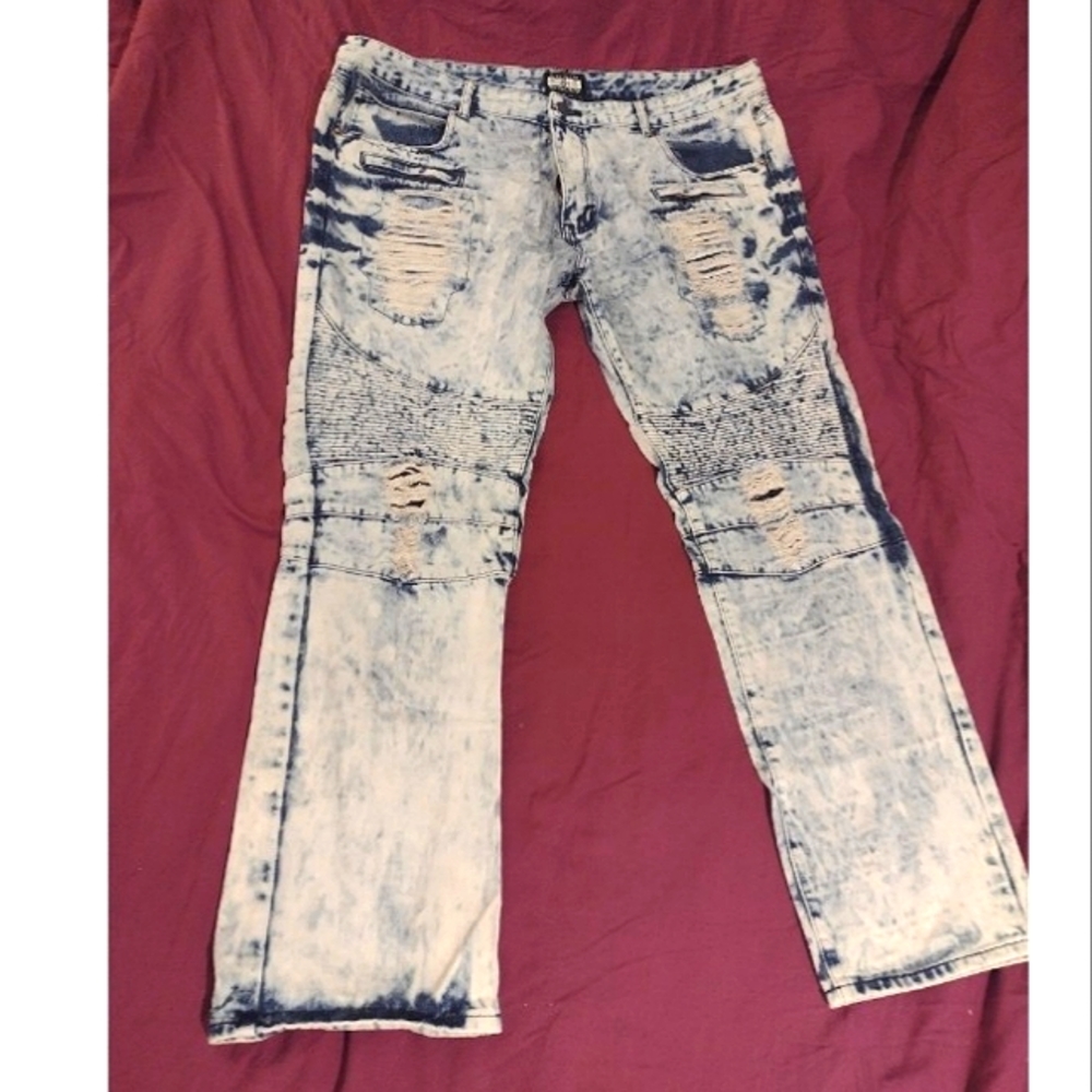 Gray Earth Men's Acid Washed Straight Leg Denim Jeans Sz. W42